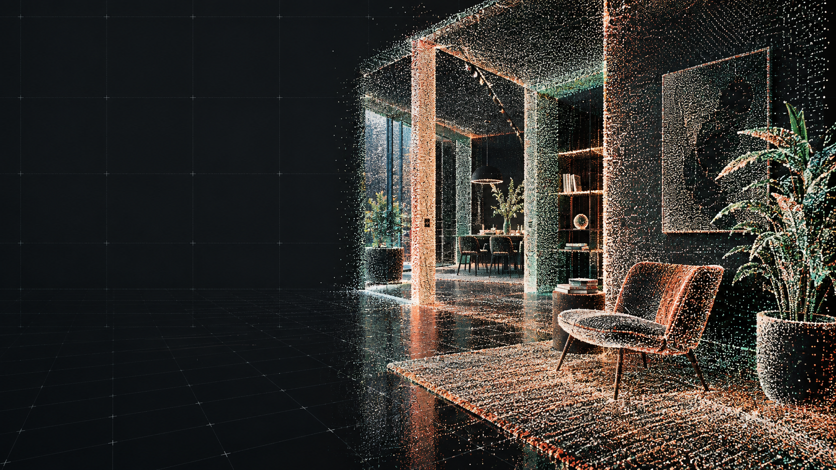 Gaussian point-cloud reconstruction of an interior